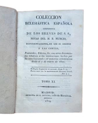 COMPREHENSIVE SPANISH ECCLESIASTICAL COLLECTION OF THE BRIEFS OF HIS HOLINESS VOLUME XI