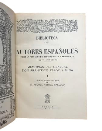 Espoz y Mina, Francisco.- MÉMOIRES (I - II)