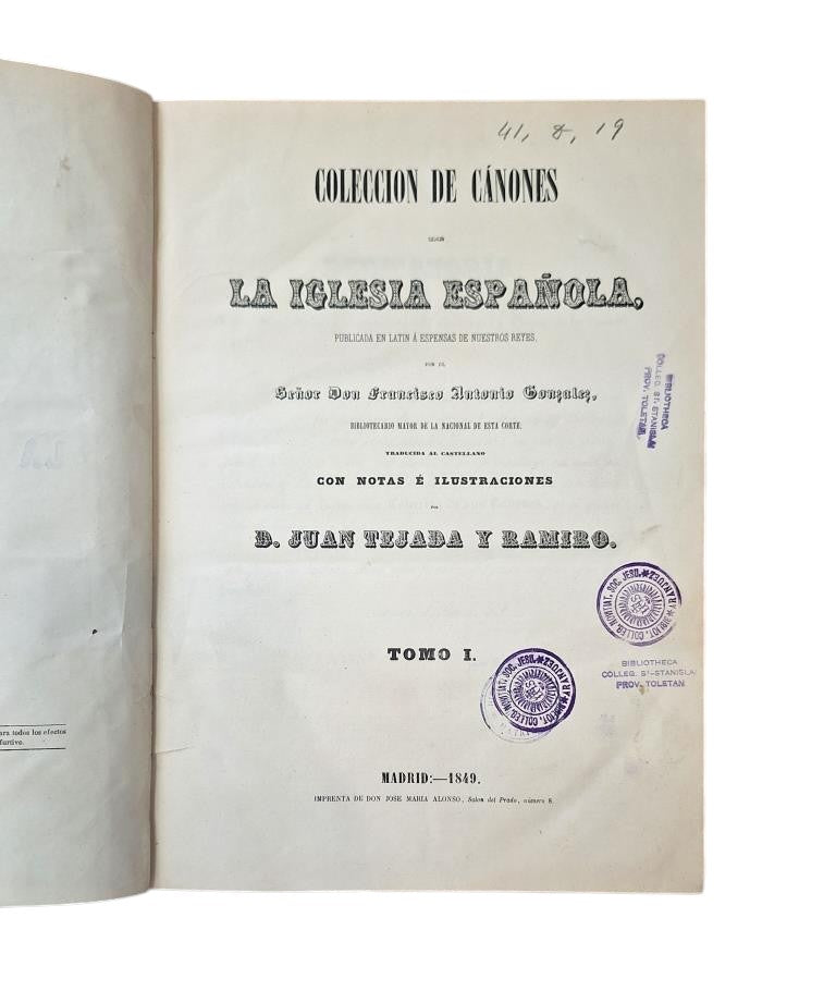 González, F. A.- COLECCIÓN DE CÁNONES DE LA IGLESIA ESPAÑOLA (5 TOMOS)