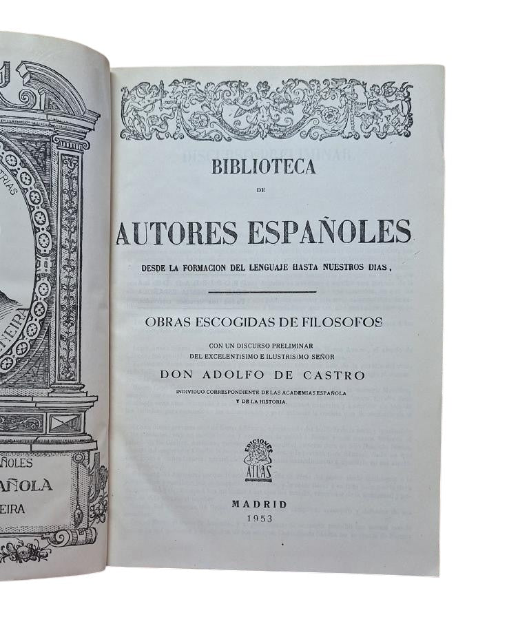 SELECTED WORKS OF PHILOSOPHERS. LIBRARY OF SPANISH AUTHORS.