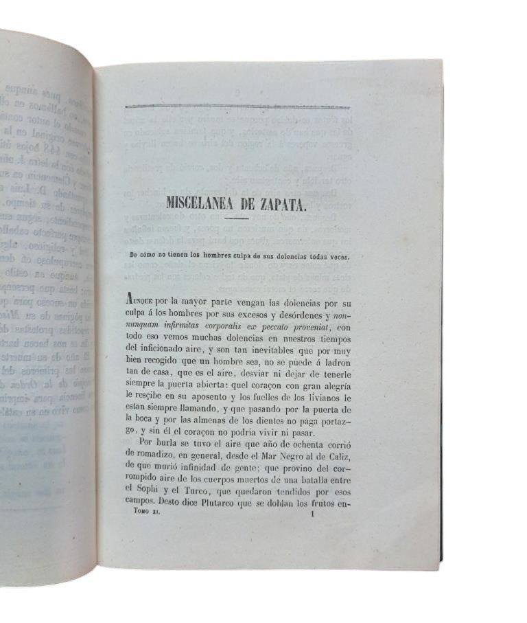 SPANISH HISTORICAL MEMORIAL. VOLUME XI. ZAPATA'S MISCELLANEOUS