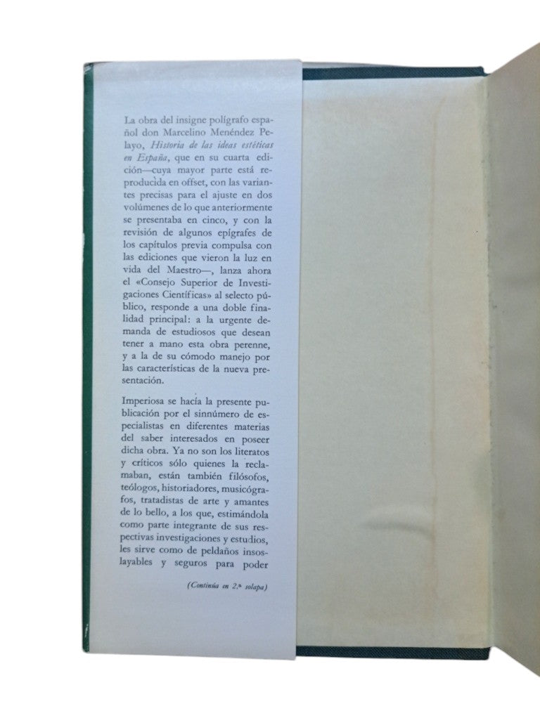 Menéndez Pelayo, M.- HISTORIA DE LAS IDEAS ESTÉTICAS EN ESPAÑA (I - II)