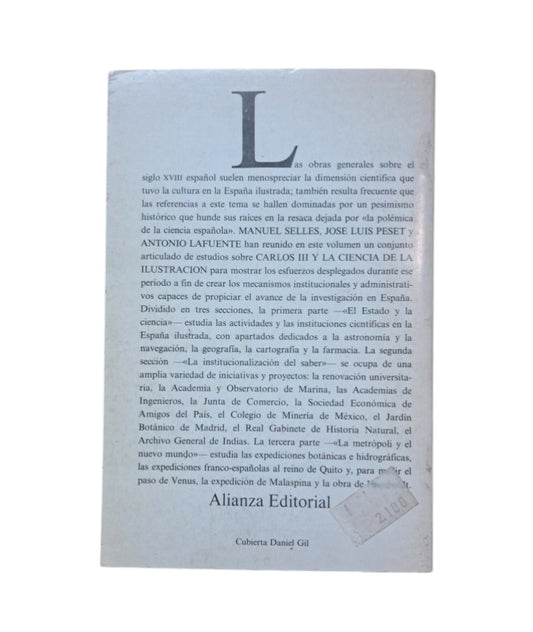 Sellés, Manuel & Peset, José Luis & Lafuente, Antonio (Compilación).- CARLOS III Y LA CIENCIA DE LA ILUSTRACIÓN