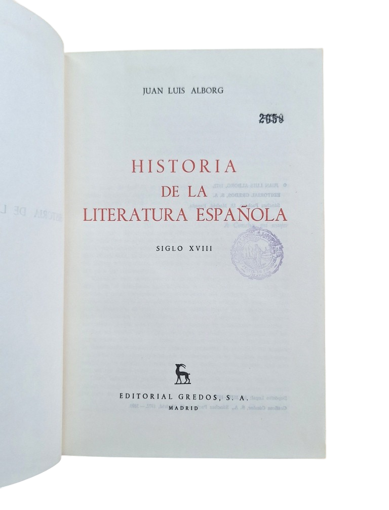 Alborg, Juan Luis.- HISTORIA DE LA LITERATURA ESPAÑOLA. SIGLO XVIII