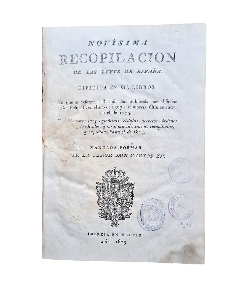 NOVÍSIMA RECOPILACIÓN DE LAS LEYES DE ESPAÑA (12 LIBROS EN 3 VOLS.)