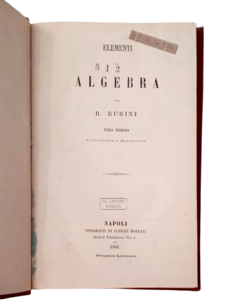 Rubini, R.- ELEMENTS OF ALGEBRA