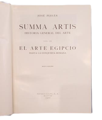 Pijoán, José.- EGYPTIAN ART UNTIL THE ROMAN CONQUEST. SUMMA ARTIS. VOL. III
