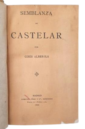 Alberola, Ginés.- PROFILE OF CASTELAR