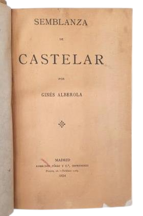 Alberola, Ginés.- SEMBLANZA DE CASTELAR