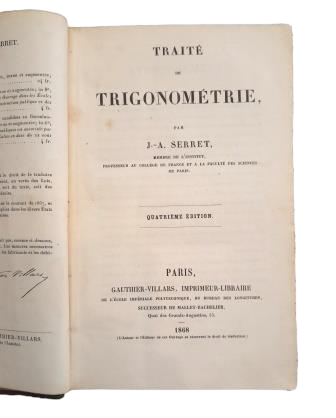 Serret, J.-A.- TRAITÉ DE TRIGONOMÉTRIE