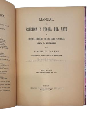 Giner de los Ríos, H.- MANUAL DE ESTÉTICA Y TEORÍA DEL ARTE