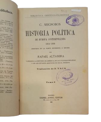 Seignobos, C.- HISTORIA POLÍTICA DE EUROPA CONTEMPORÁNEA 1814-1896
