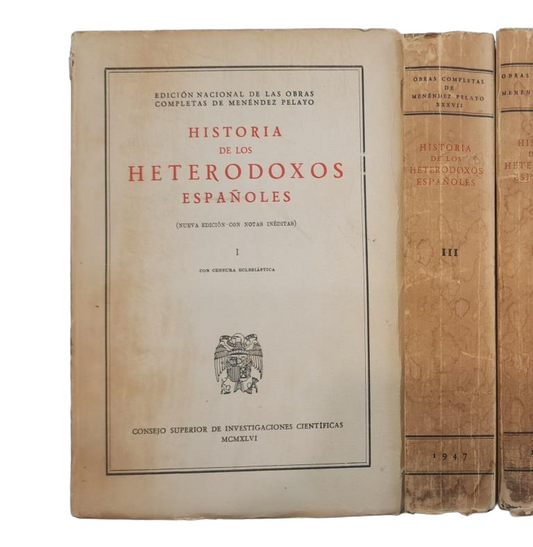 Menéndez Pelayo, M.- HISTORIA DE LOS HETERODOXOS ESPAÑOLES (8 VOLS.)