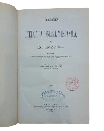 Cano, Rafael.- LECCIONES DE LITERATURA GENERAL Y ESPAÑOLA