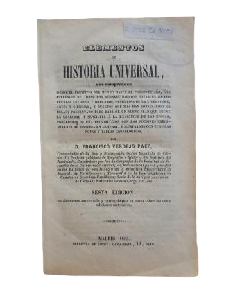 Verdejo Páez, Francisco.- ELEMENTOS DE HISTORIA UNIVERSAL