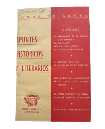 Leyva, Conde de.- APUNTES HISTÓRICOS Y LITERARIOS