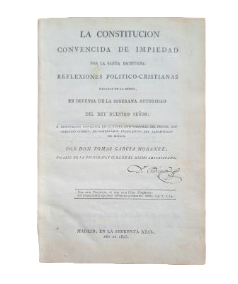 García Morante, Tomás.- LA CONSTITUTION CONVAINCU D'IMPIÉTÉ PAR LES SAINTES ÉCRITURES.