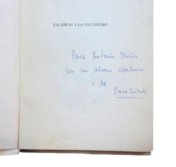 Brines, Francisco.- WORDS TO THE DARKNESS (First edition, dedicated)