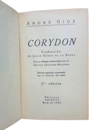 Gide, André.- CORYDON