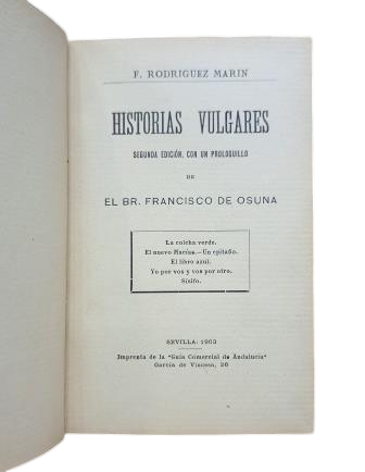 Rodríguez Marín, F.- HISTORIAS VULGARES