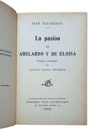 Bertheroy, Jean.- THE PASSION OF ABELARD AND HELOSE