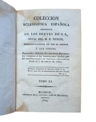 COLECCIÓN ECLESIÁSTICA ESPAÑOLA COMPRENSIVA DE LOS BREVES DE S. S. TOMO XI