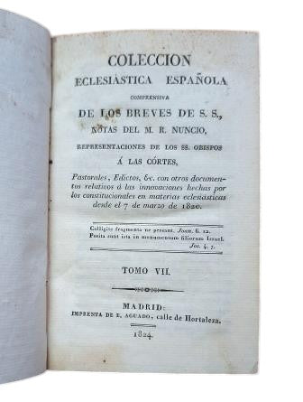 COMPREHENSIVE SPANISH ECCLESIASTICAL COLLECTION OF THE BRIEFS OF HIS HOLINESS VOLUME VII