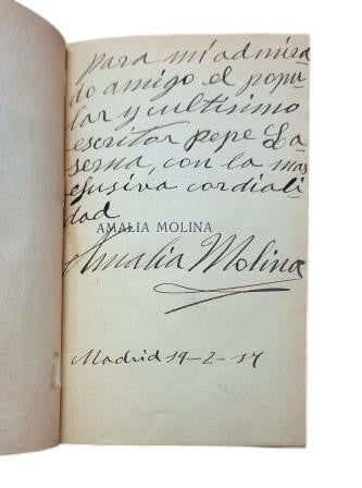 García Carraffa, Arturo.- CANCIONISTAS Y BAILARINAS ESPAÑOLAS. AMALIA MOLINA (Dedicado por Amalia Molina)