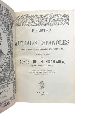 Conde de Floridablanca.- OBRAS ORIGINALES Y ESCRITOS REFERENTES A SU PERSONA
