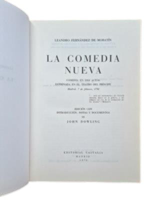 Fernández de Moratín, Leandro.- LA NOUVELLE COMÉDIE