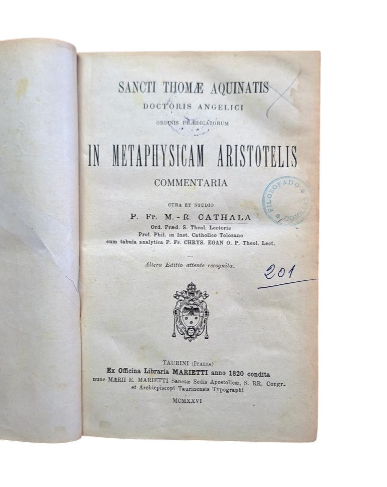 SANCTI THOMAE AQUINATIS DANS METAPHYSICAM ARISTOTELIS COMMENTARIA