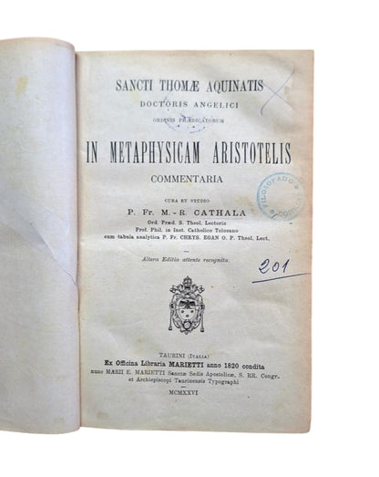 SANCTI THOMAE AQUINATIS DANS METAPHYSICAM ARISTOTELIS COMMENTARIA