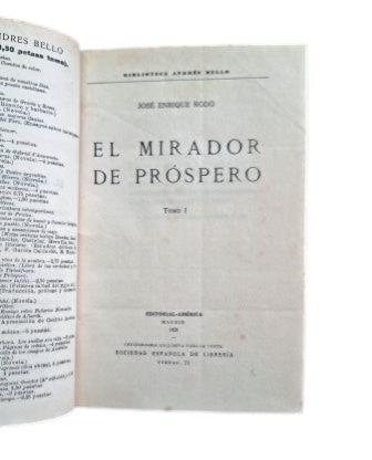 Rodó, José Enrique.- THE PROSPERO LOOKOUT (I - II)