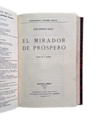 Rodó, José Enrique.- THE PROSPERO LOOKOUT (I - II)