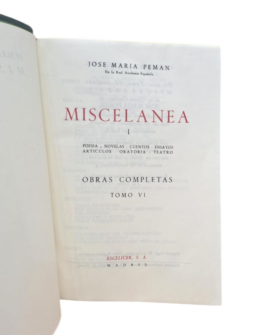 Pemán, José María.- MISCELÁNEA (I - II)