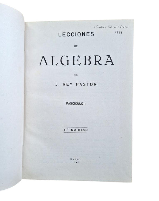 Rey Pastor, J.- LECCIONES DE ÁLGEBRA