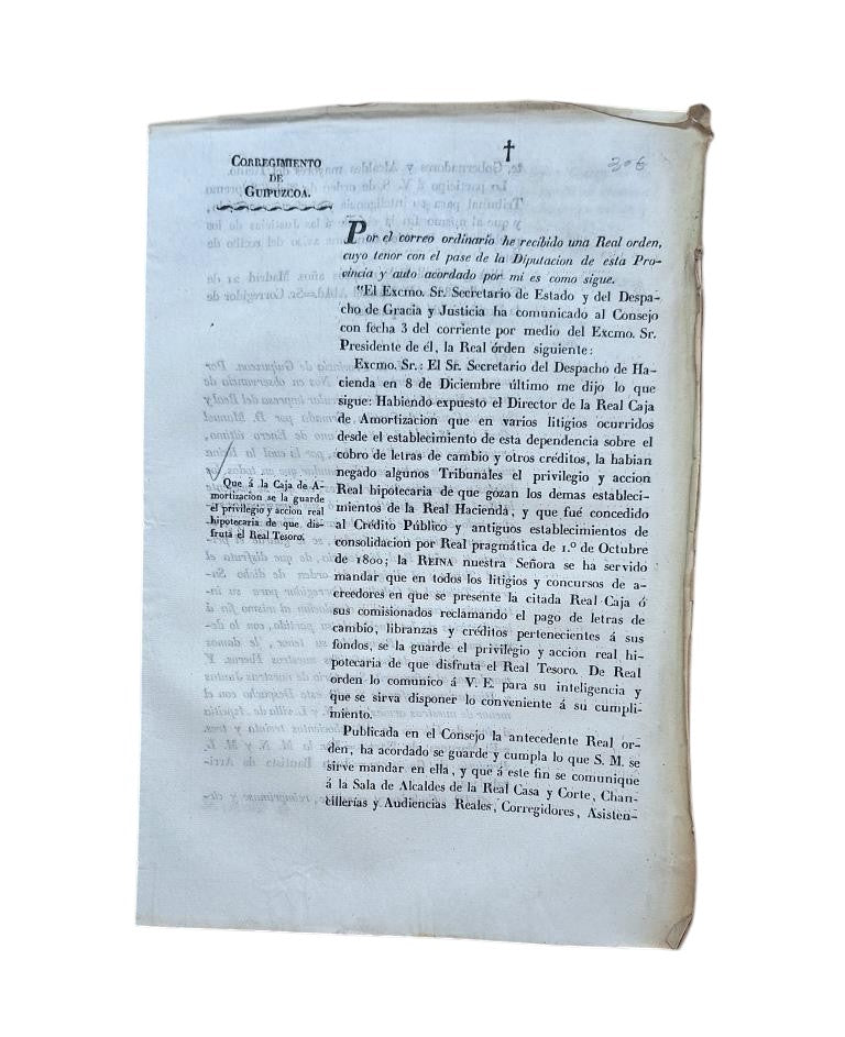 GUIPUZCOA DISTRICT. THAT THE MONEY SAVINGS FUND BE RETAINED THE PRIVILEGE AND REAL MORTGAGE ACTION ENJOYED BY THE ROYAL TREASURY (1833)
