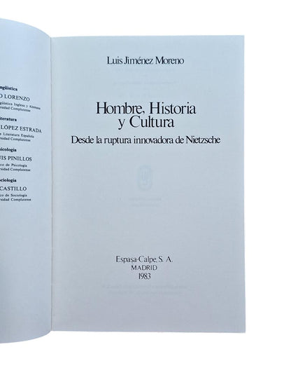 Jiménez Moreno, Luis.- MAN, HISTORY AND CULTURE