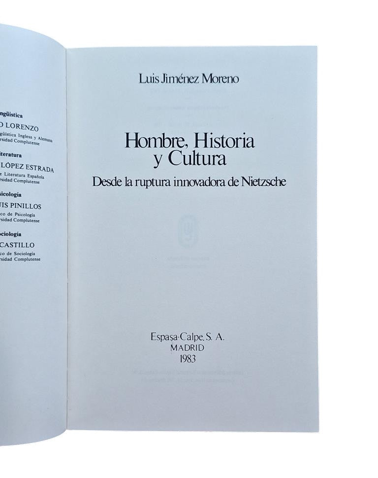 Jiménez Moreno, Luis.- HOMBRE, HISTORIA Y CULTURA