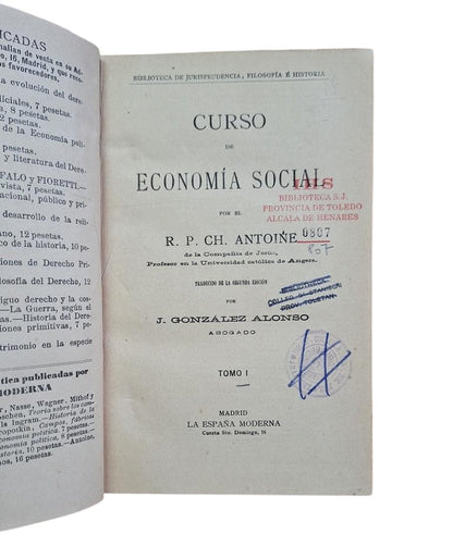 Antoine, Ch.- SOCIAL ECONOMY COURSE (I - II)