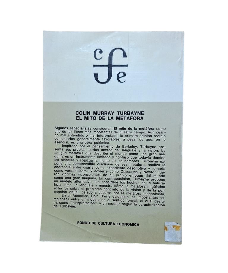 Murray Turbayne, Colin.- LE MYTHE DE LA MÉTAPHORE