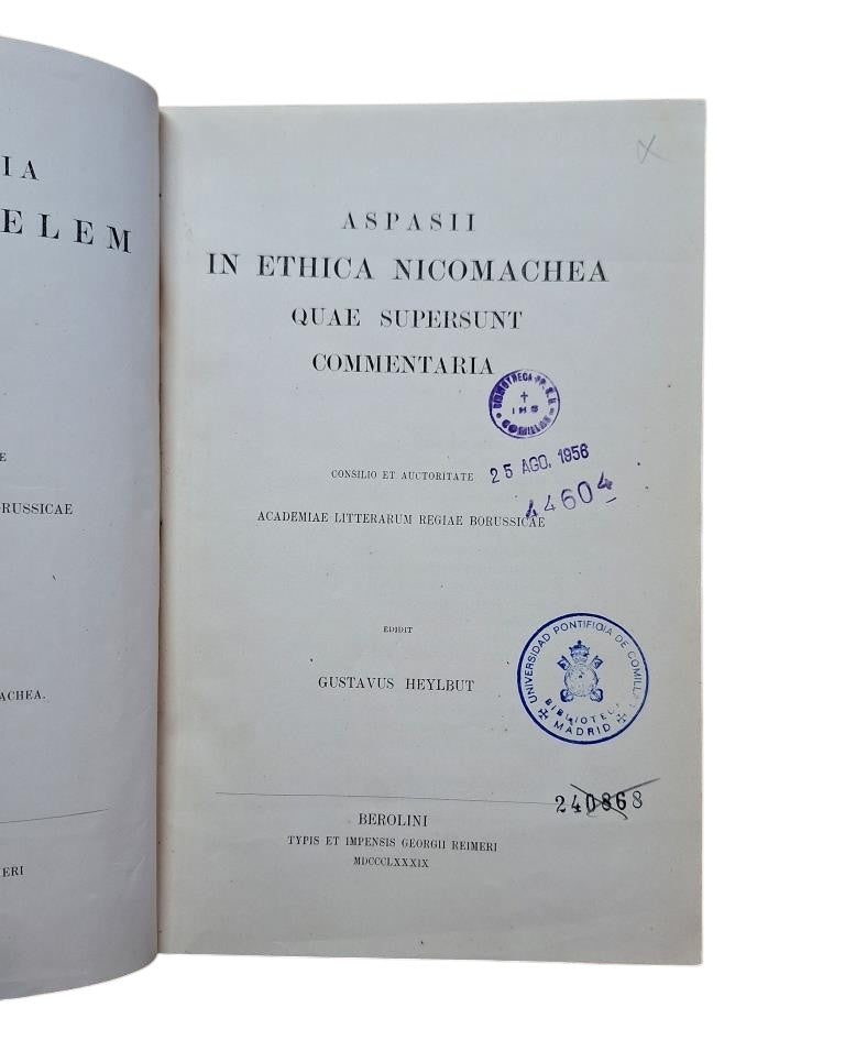 ASPASII IN ETHICA NICOMACHEA QUAE SUPERSUNT COMMENTARIA