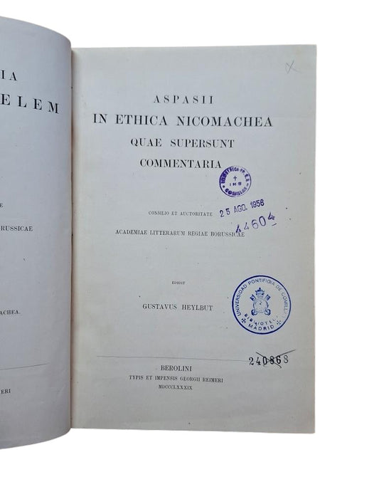ASPASII IN ETHICA NICOMACHEA QUAE SUPERSUNT COMMENTARIA