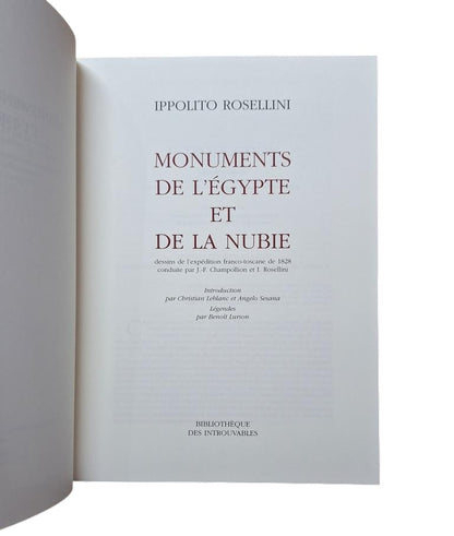 Rosellini, Ippolito.- MONUMENTS DE L'ÉGYPTE ET DE LA NUBIE