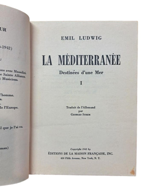 Ludwig, Emil.- LA MÉDITERRANÉE. DESTINÉES D'UNE MER (2 VOLS)