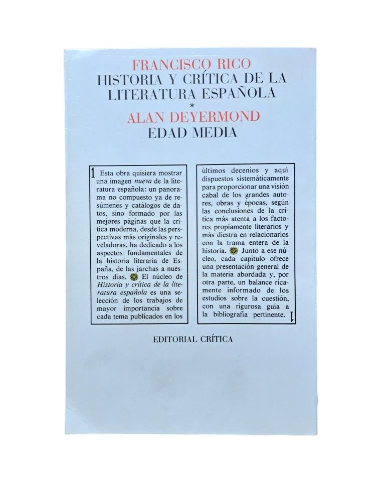 Deyermond, Alan.- EDAD MEDIA