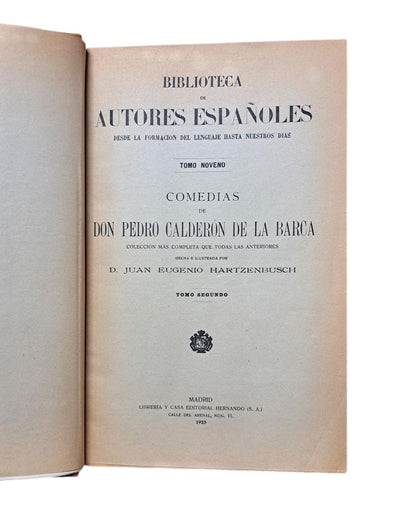 Calderón de la Barca, Pedro.- COMEDIES II (LIBRARY OF SPANISH AUTHORS)