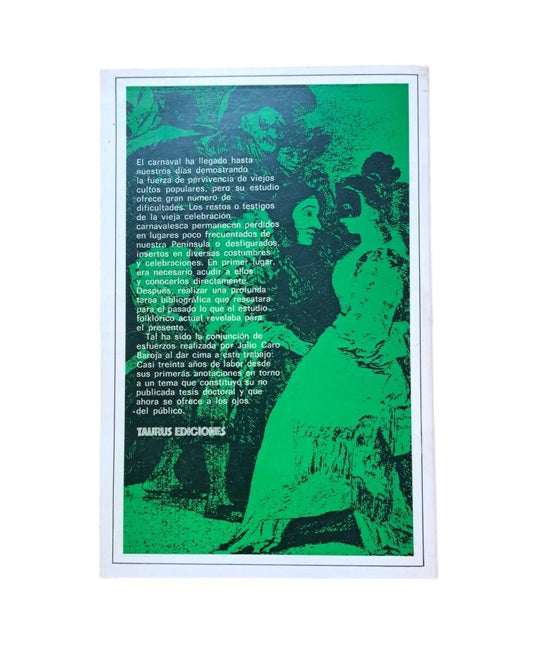 Caro Baroja, Julio.- EL CARNAVAL (ANÁLISIS HISTÓRICO-CULTURAL)