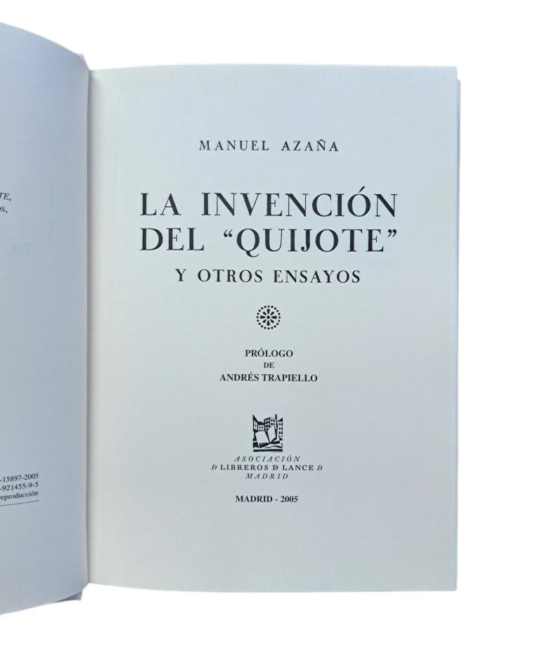 Azaña, Manuel.- LA INVENCIÓN DEL QUIJOTE Y OTROS ENSAYOS