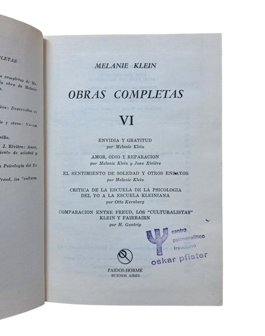 Klein, Melanie.- OBRAS COMPLETAS VI